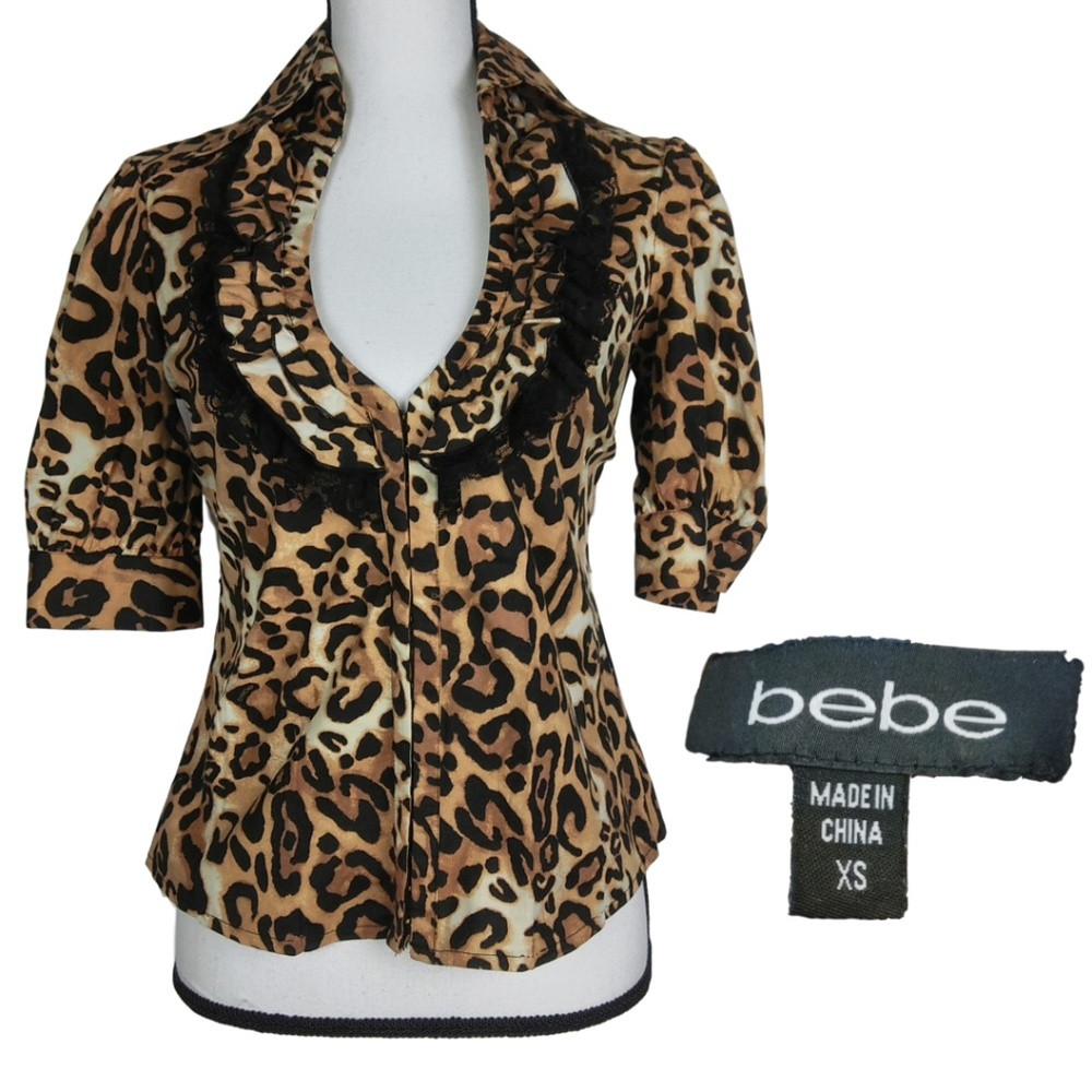 Bebe Cheetah print with black lace top size XS